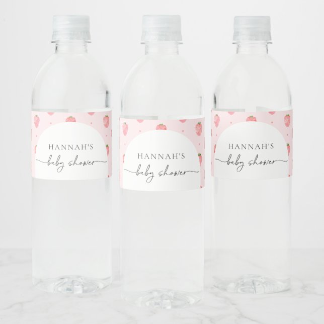 Strawberry Baby Shower Water Bottle Labels (Bottles)