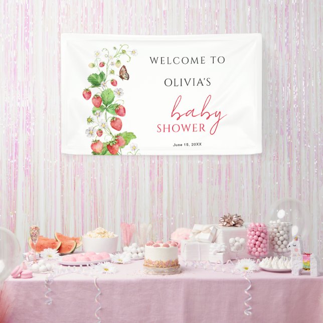 Strawberry Baby Shower Welcome  Banner (Party)