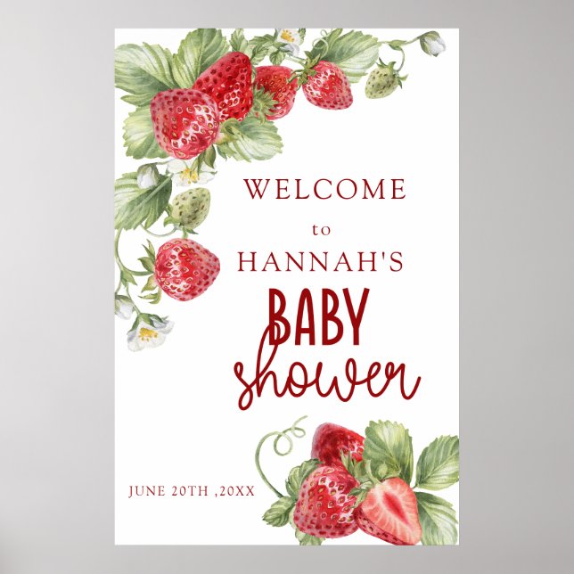 Strawberry | Baby Shower Welcome Sign (Front)