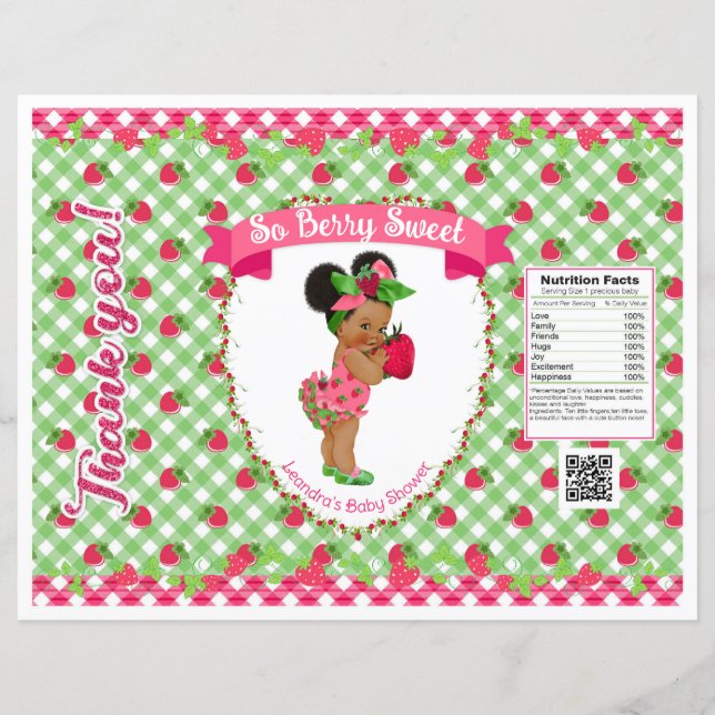 Strawberry Baby Theme Pink Green Gingham Chip Bag (Front)