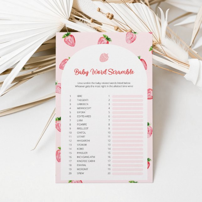 Strawberry Baby Word Scramble Baby Shower Game (Creator Uploaded)