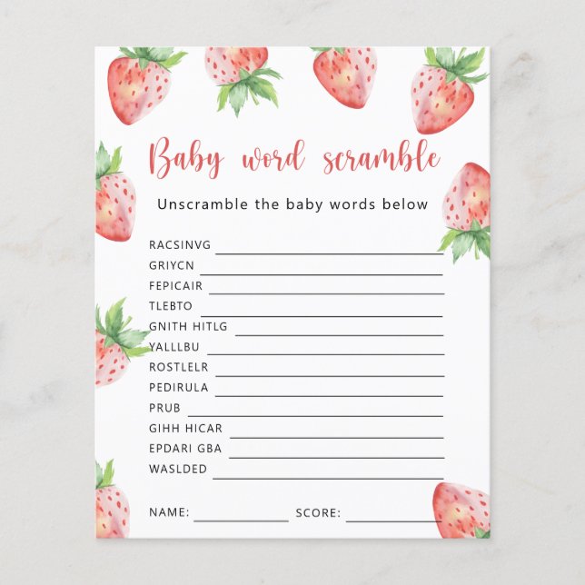 Strawberry - Baby Word Scramble Game (Front)