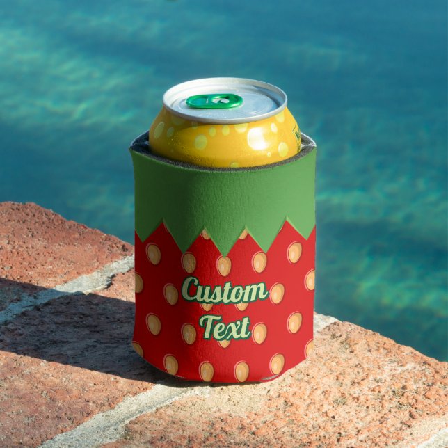 Strawberry Background Pattern Can Cooler (In Situ Pool)