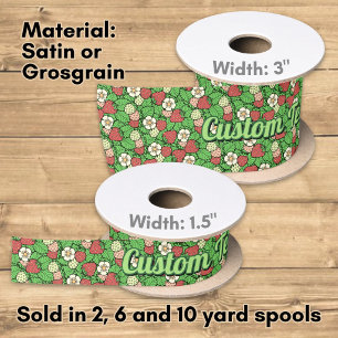 Strawberry Background Pattern Satin Ribbon