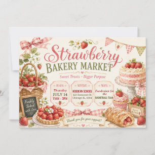Strawberry Bakery Market Design Invitation