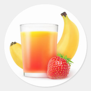 Strawberry banana shake classic round sticker