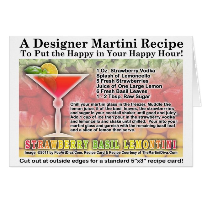 Strawberry Basil Martini Recipe Card (Front Horizontal)