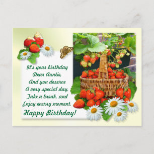 Strawberry Basket ~ Auntie's  Birthday Postcard