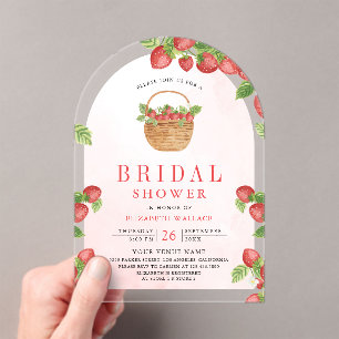 Strawberry Basket Berry Sweet Arch Bridal Shower Acrylic Invitations