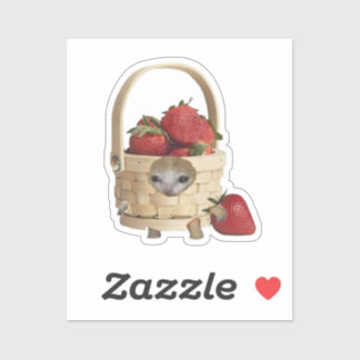 Strawberry basket cat sticker
