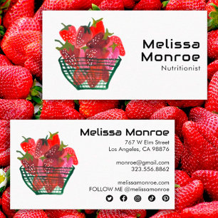 Strawberry Basket Charming Watercolor Cute Fruit  Business Card