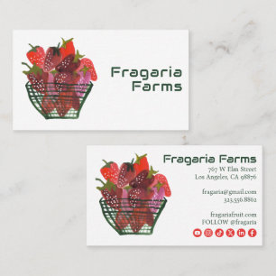 Strawberry Basket Charming Watercolor Cute Fruit  Business Card