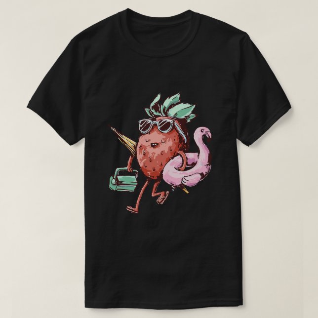 Strawberry Beach Vacay T-Shirt (Design Front)