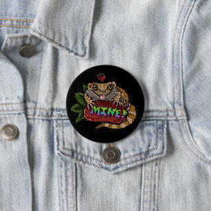 Strawberry Beardie Dragon "MINE!"   7.5 Cm Round Badge