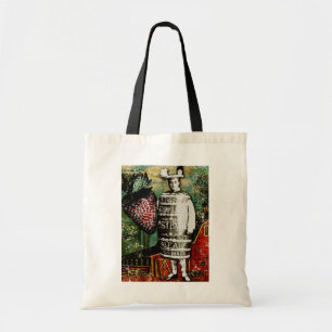 Strawberry Beer Guy - Vintage Ephemera Collage Tote Bag