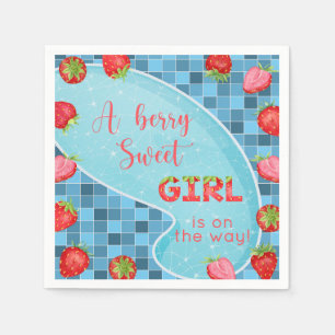Strawberry berries girl baby shower napkins. napkin