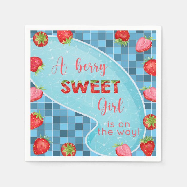 Strawberry berries girl baby shower napkins. napkin (Front)