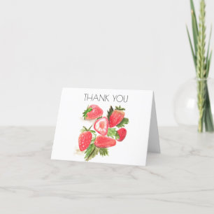 Strawberry Berry 1st First Birthday Thank you Card