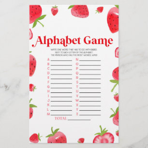 Strawberry Berry Alphabet Baby Shower Game Stationery