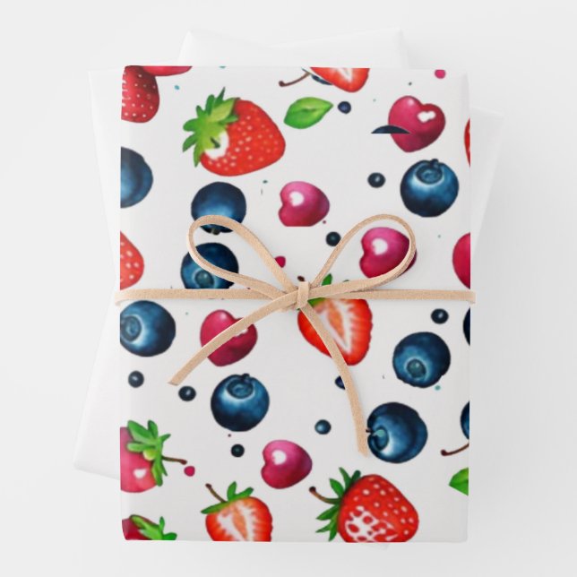 Strawberry Berry Birthday Party Berry Sweet  Wrapping Paper Sheet (In situ)