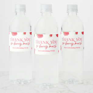 Strawberry Berry Birthday Party Favour Water Bottle Label