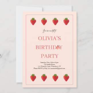 Strawberry Berry Birthday Party Invitation