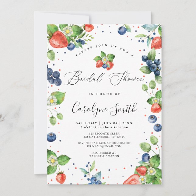 Strawberry Berry Bridal Shower Invitation (Front)