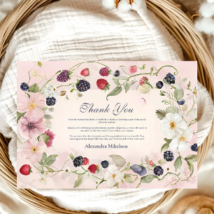 Strawberry Berry First 1st Birthday Party Thank You Card