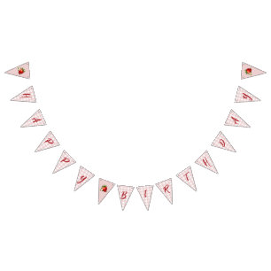 Strawberry Berry First 1st Birthday Pink Gingham Bunting