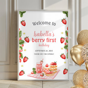 Strawberry Berry First Berry Poster Welcome Sign