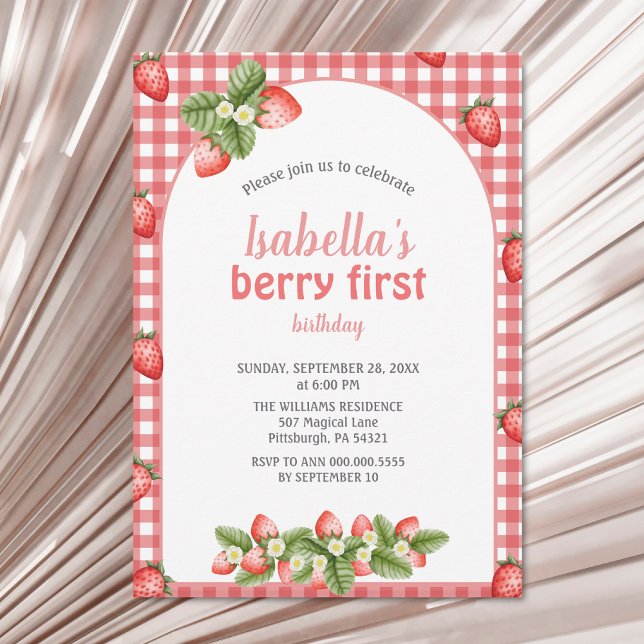 Strawberry Berry First Birthday Berry Weet Invitation (Creator Uploaded)