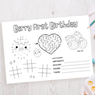 Strawberry Berry First Birthday Colouring Activity