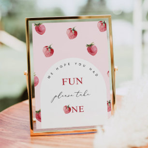 Strawberry berry first birthday Favours Poster