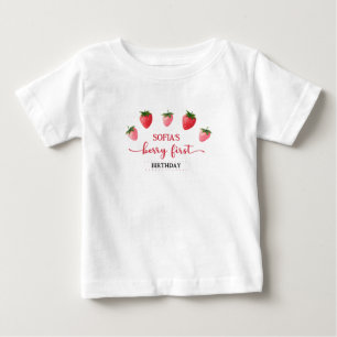 Strawberry Berry First Birthday Guest of Honour Baby T-Shirt