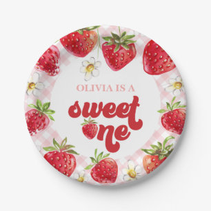 Strawberry Berry First Birthday Paper Plate