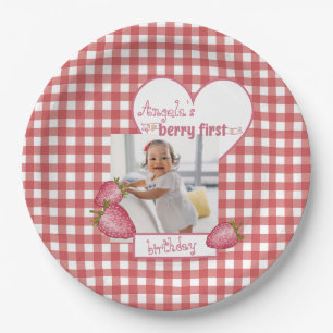 Strawberry Berry First Birthday Paper Plate