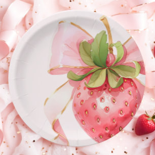 Strawberry Berry First Birthday Paper Plate