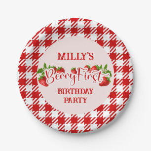 Strawberry Berry First Birthday Paper Plate