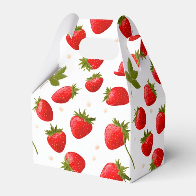 Strawberry Berry First Birthday Party Favour Box (Front Side)