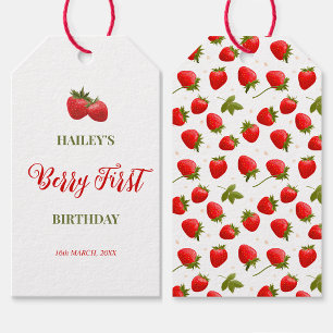 Strawberry Berry First Birthday Party Favour Gift Tags