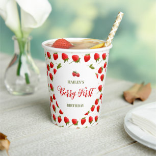 Strawberry Berry First Birthday Party Paper Cups