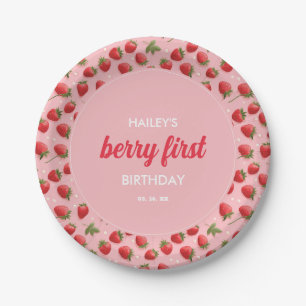 Strawberry Berry First Birthday Party Paper Plate