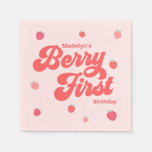 Strawberry Berry First  Birthday Summer Napkin