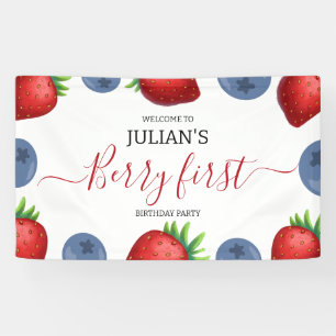 Strawberry Berry First Girl 1st Birthday Party  Banner