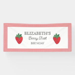 Strawberry Berry First Picnic Birthday  Banner