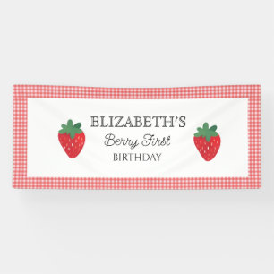 Strawberry Berry First Picnic Birthday Banner