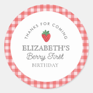 Strawberry Berry First Picnic Birthday Classic Round Sticker
