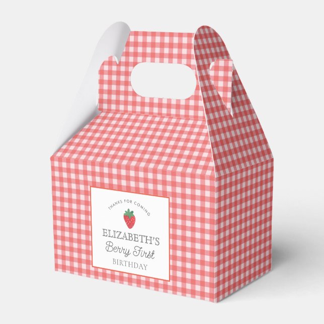 Strawberry Berry First Picnic Birthday  Favour Box (Front Side)