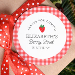 Strawberry Berry First Picnic Birthday  Favour Tags