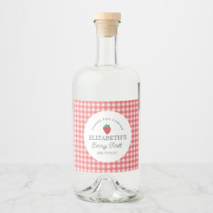 Strawberry Berry First Picnic Birthday  Liquor Bottle Label